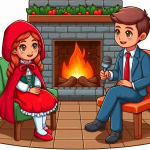 red riding hood giving interview