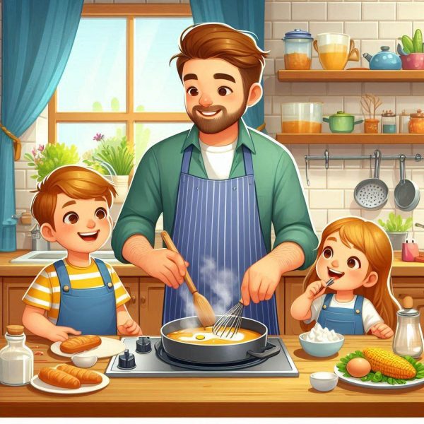 daddy cooking with kids