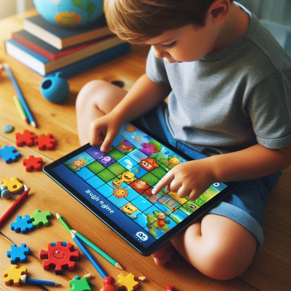 kid playing tablet