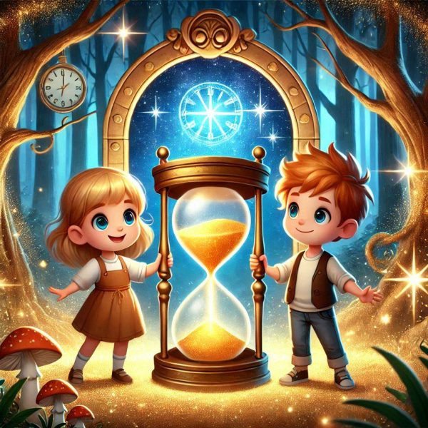 kids holding hourglass